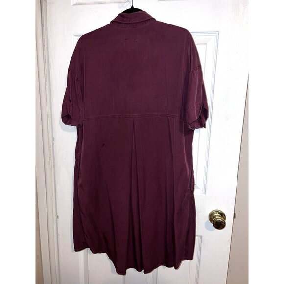UNIVERSAL THREAD Burgundy Lyocell Short Sleeve V-Neck Shirt Dress Sz XL - Picture 9 of 13